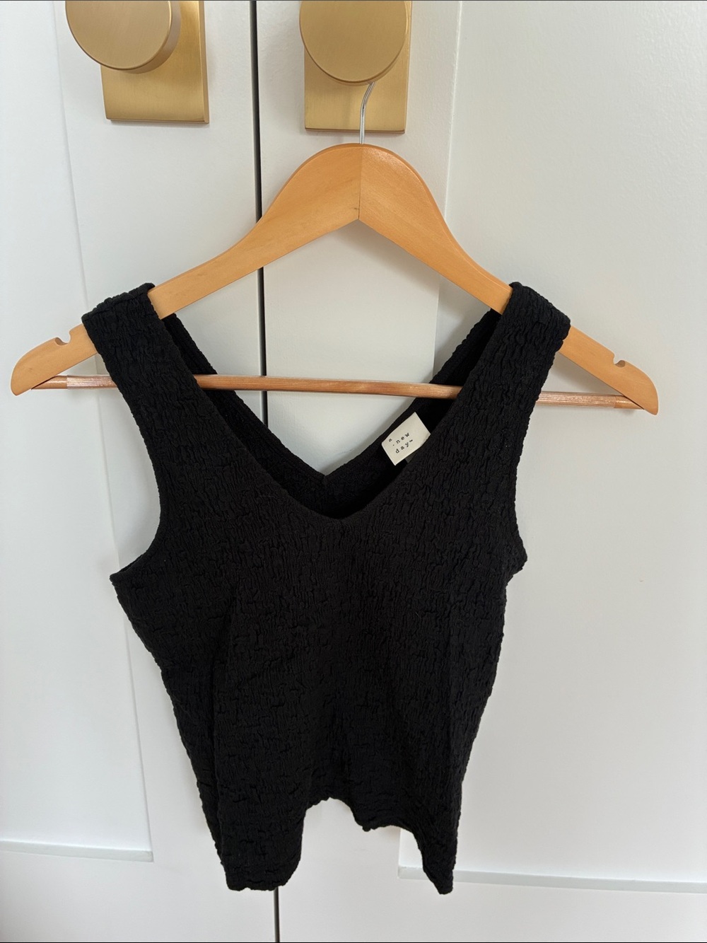 a new day Black Textured V-Neck Tank